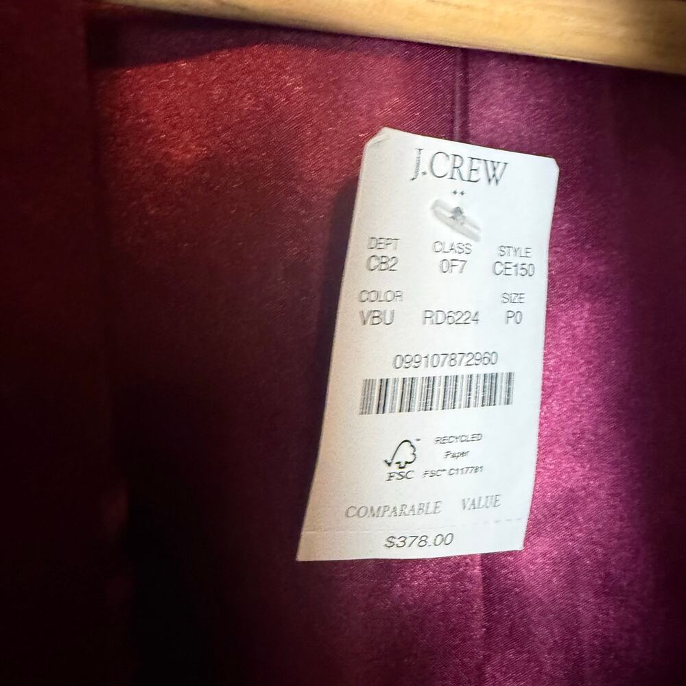 J.Crew Red Wool Lady Day Jeweled Rhinestone Button Coat Size 0 Petite - Picture 12 of 12